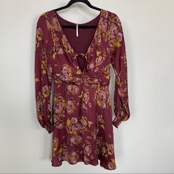 Free People Dresses & Skirts - Free People Morning Light Long Sleeve Mini Floral Dress Size 8